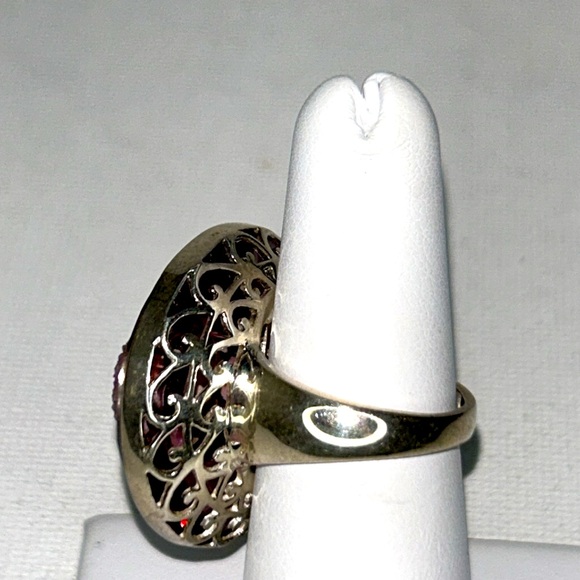 NWOT Sterling Silver Genuine Pink Quartz Druzy Gemstone Ring Designer Sajen Boho - Picture 12 of 14